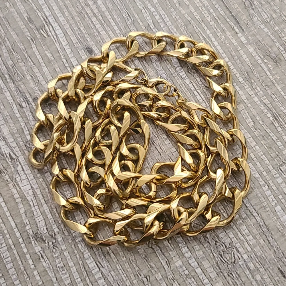 VINTAGE Y2K Cuban Link Chain 30” Gold Plated Hip Hop Chunky Necklace 90s - Picture 9 of 13